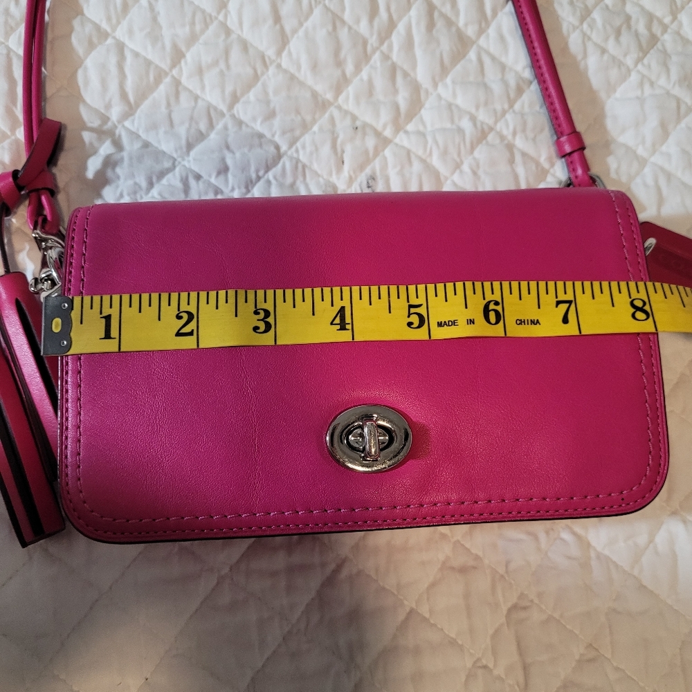 Coach Legacy 19914 Pink Leather Penny Crossbody Bag with Tassel and Handtag - Picture 10 of 13